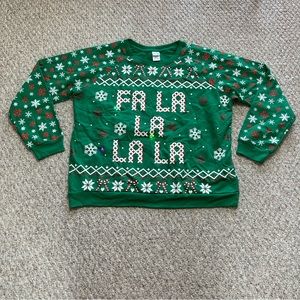 Freeze Ugly Christmas Sweater Juniors 2XL XXL Light Up Green Crewneck Pullover